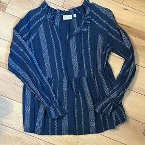 Wonderly Navy and White Striped Blouse